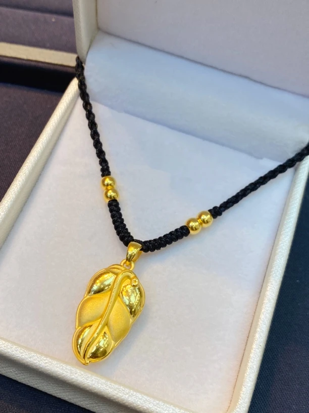 足金999叶子编绳项链