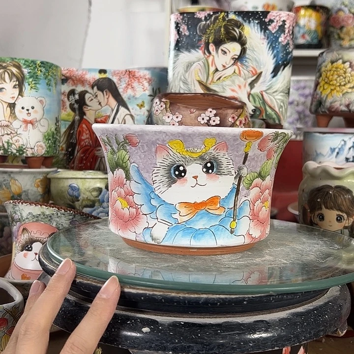 满38包邮 景德镇幸运花盆