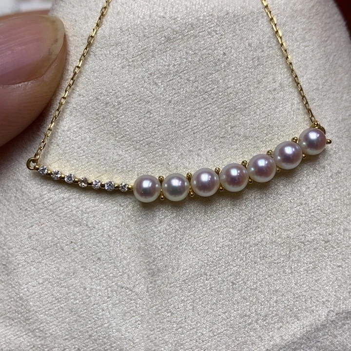 海水珍珠ak y珍珠微笑项链18K金镶嵌