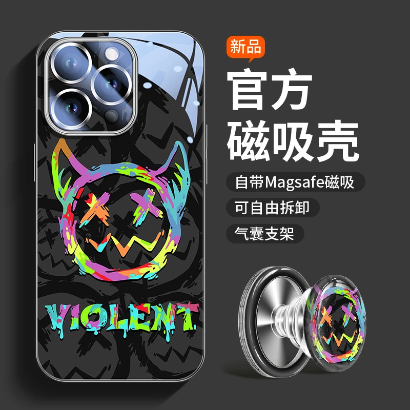 【适用苹果】iPhone16手机壳15防摔14玻璃磁吸13支架12镜头膜pro潮