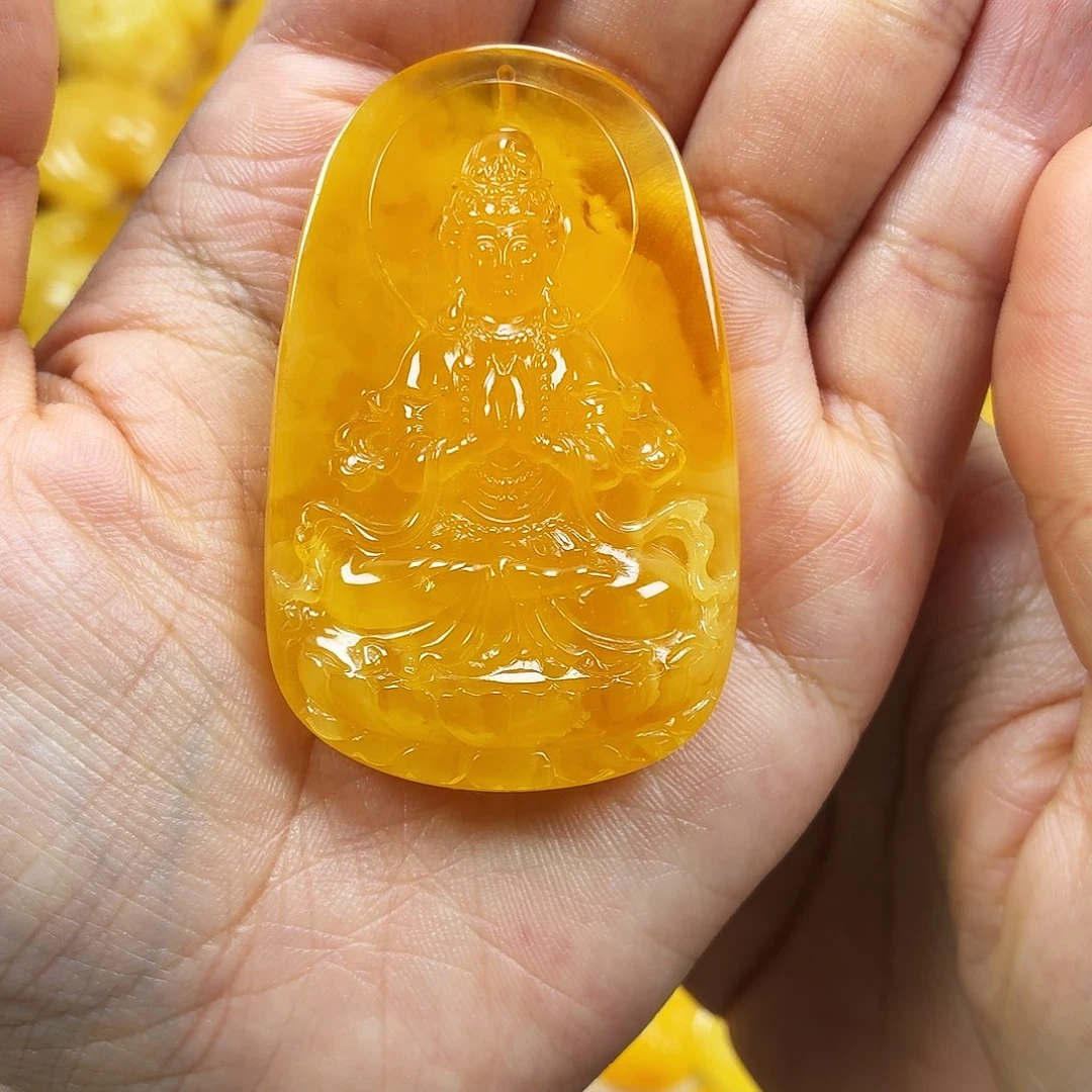 蜜蜡未镶嵌颈饰焦皮浓蜡妖花观音