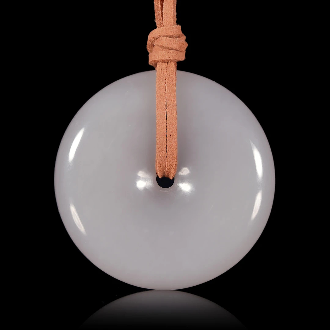 典藏级 和田玉冰烟紫大平安扣吊坠  51*11mm± H010301