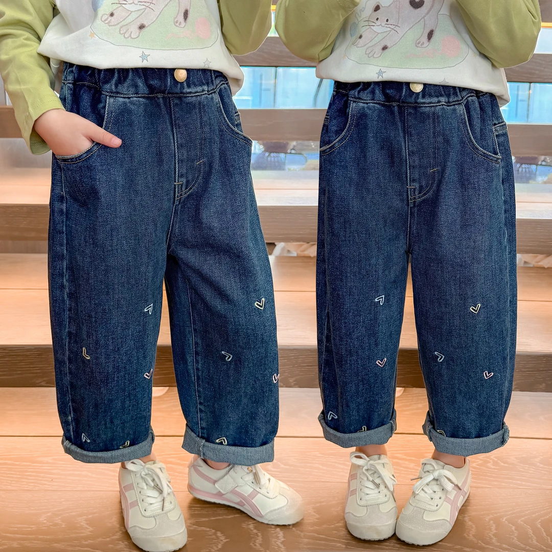 女童牛仔裤洋气时髦儿童萝卜老爹裤小女孩宝宝裤子春秋装2025新款