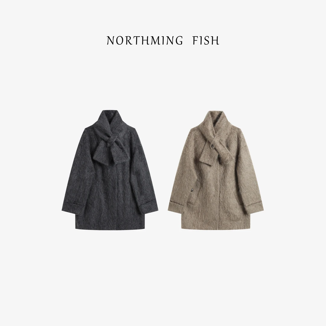 NorthMing fish「灵魂配色」极简高级 软糯轻雾感松弛中长款大衣