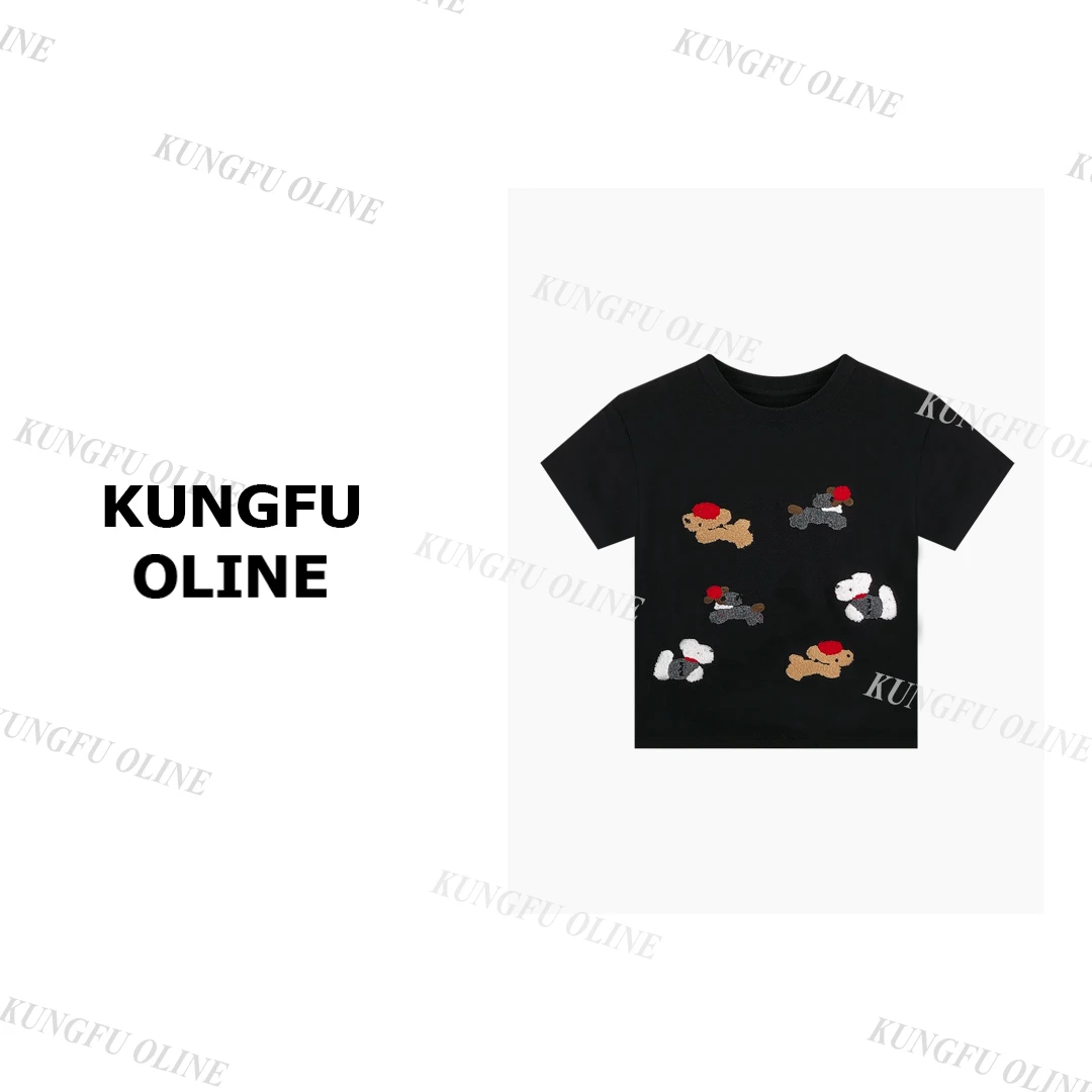 【杨咩咩】【小狗】T0589卡通趣味美式街头宽松百搭时尚T恤上衣