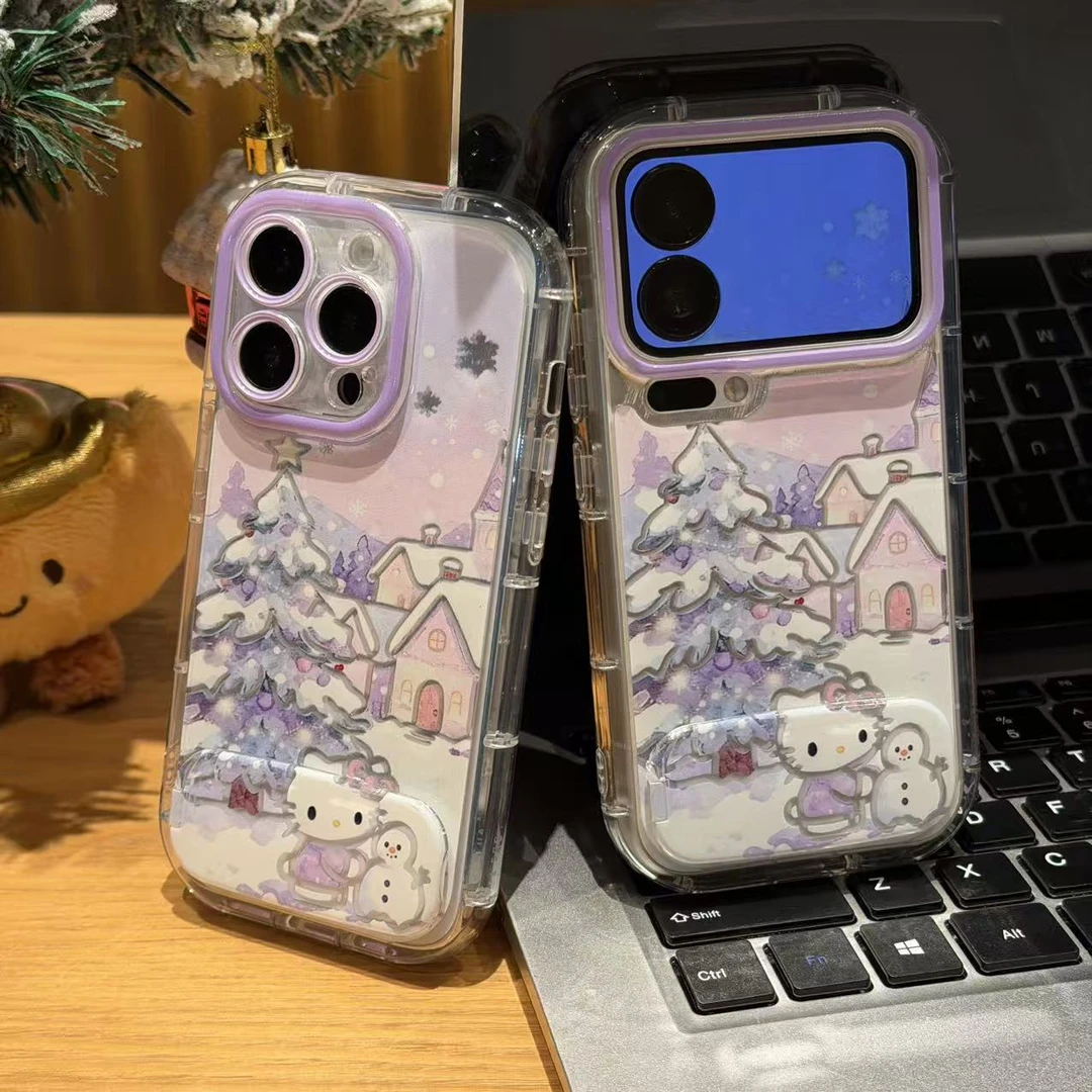 奥菲顿圣诞小镇雪人KT支架适用苹果17羽纱手机壳华为vivo小米oppo