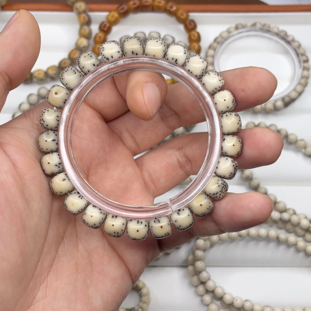 星月菩提手串糯冰石玉料半壁侧留白9x8