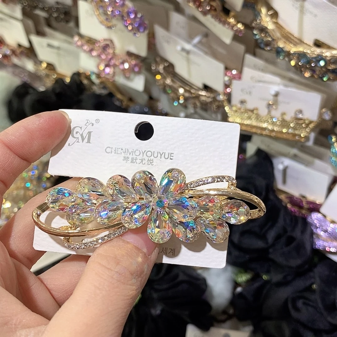 仿水晶合金蝴蝶结弹簧夹