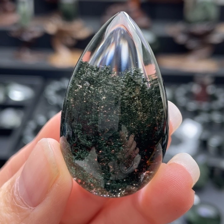 未镶嵌颈饰水晶绿幽灵聚宝盆吊坠