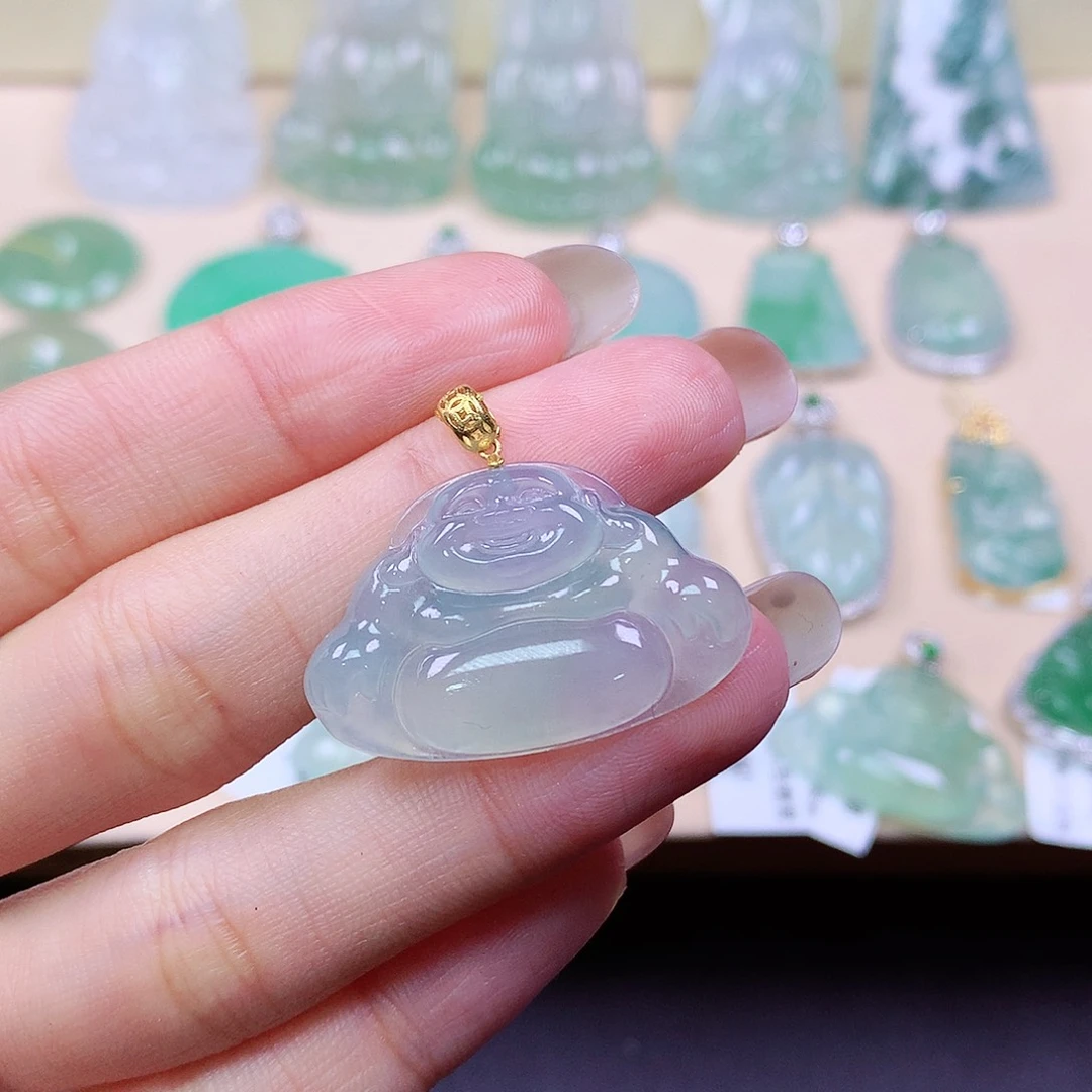 翡翠吊坠(不含链)18K金镶嵌完***好