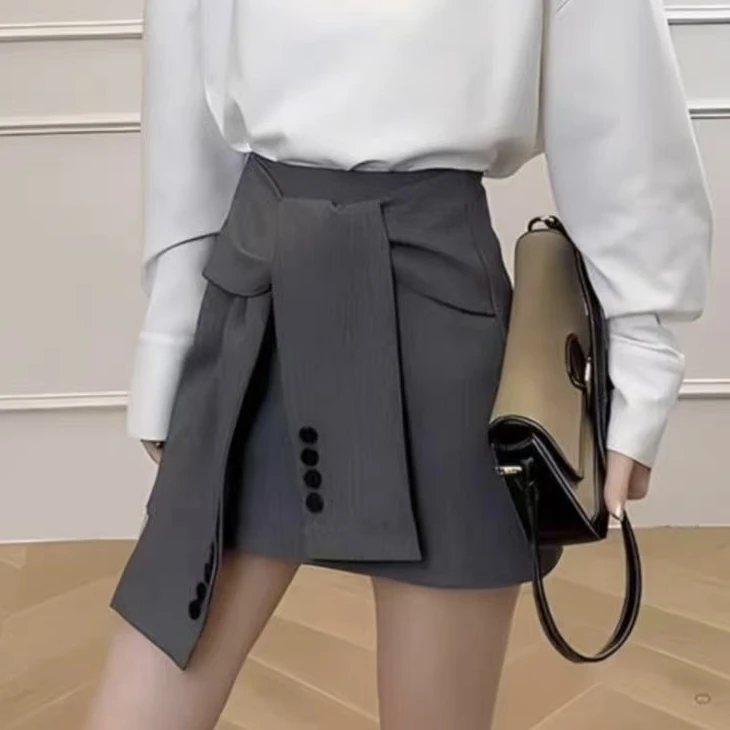 Zdenka  小众设计款绑带西装A字裙