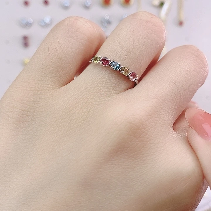 碧玺戒指银S925镶嵌戒指