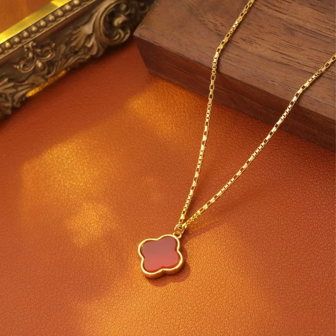 非金属塑料手镯 4745四叶草手链女百搭高级感金色爱心手镯手