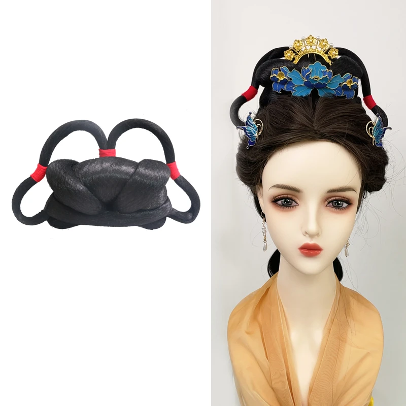 梧桐古装假发髻汉服唐风明制发丝软底甜甜圈可调节双环发包昭阳髻