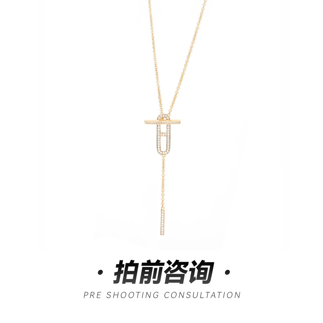 合金项链 【linlin专属】猪鼻子马蹄扣项链带钻轻奢锁骨链百搭气质