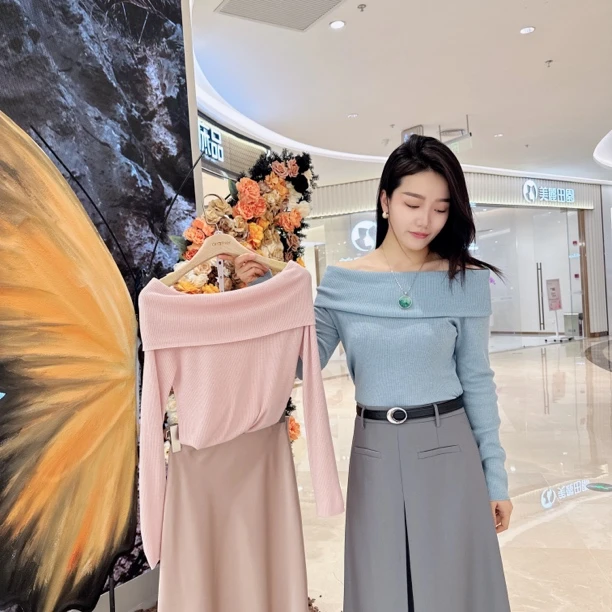 25春新一字肩针织衫