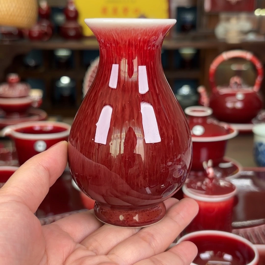 闻轩坊原矿郎红 花瓶