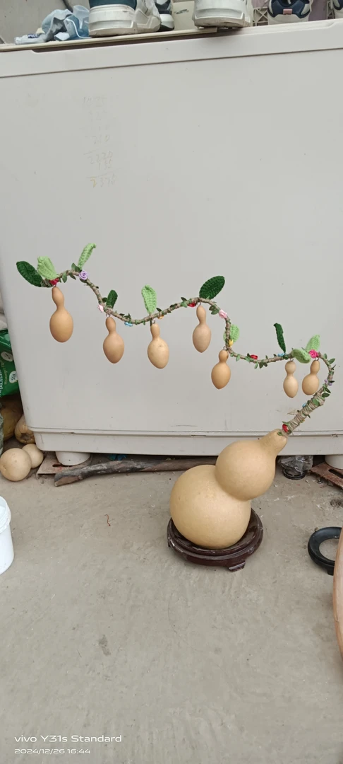 纯手工天然葫芦摆件家居装饰大葫芦藤上七个小葫芦