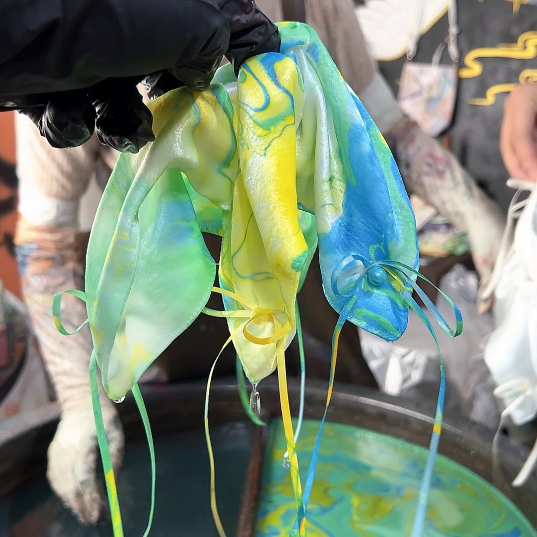 682新款方巾发圈千里江山