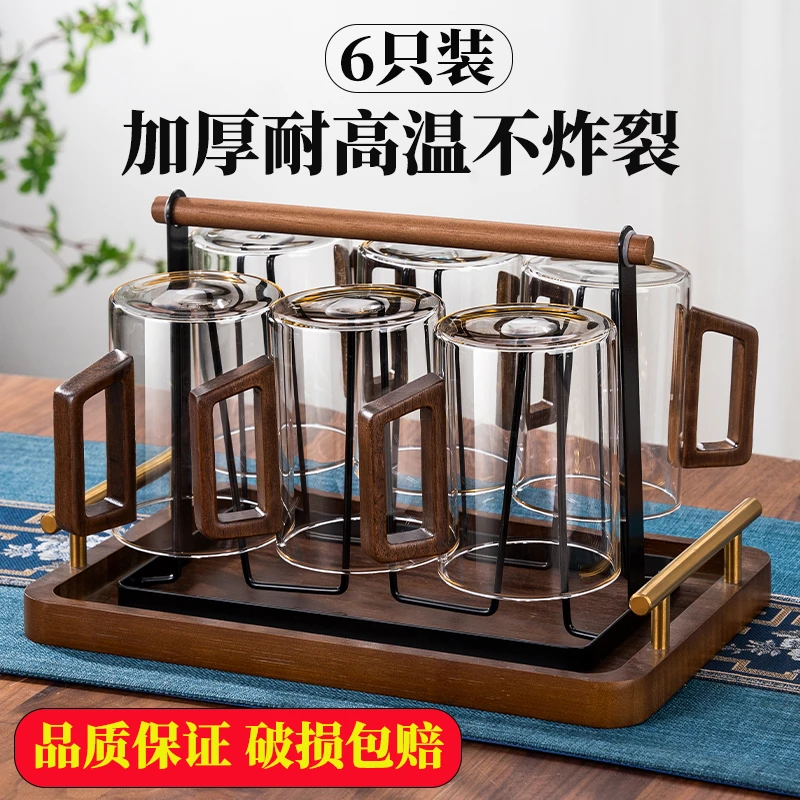 耐高温玻璃杯套装家用客厅茶杯水杯大容量办公室待客透明喝水杯子