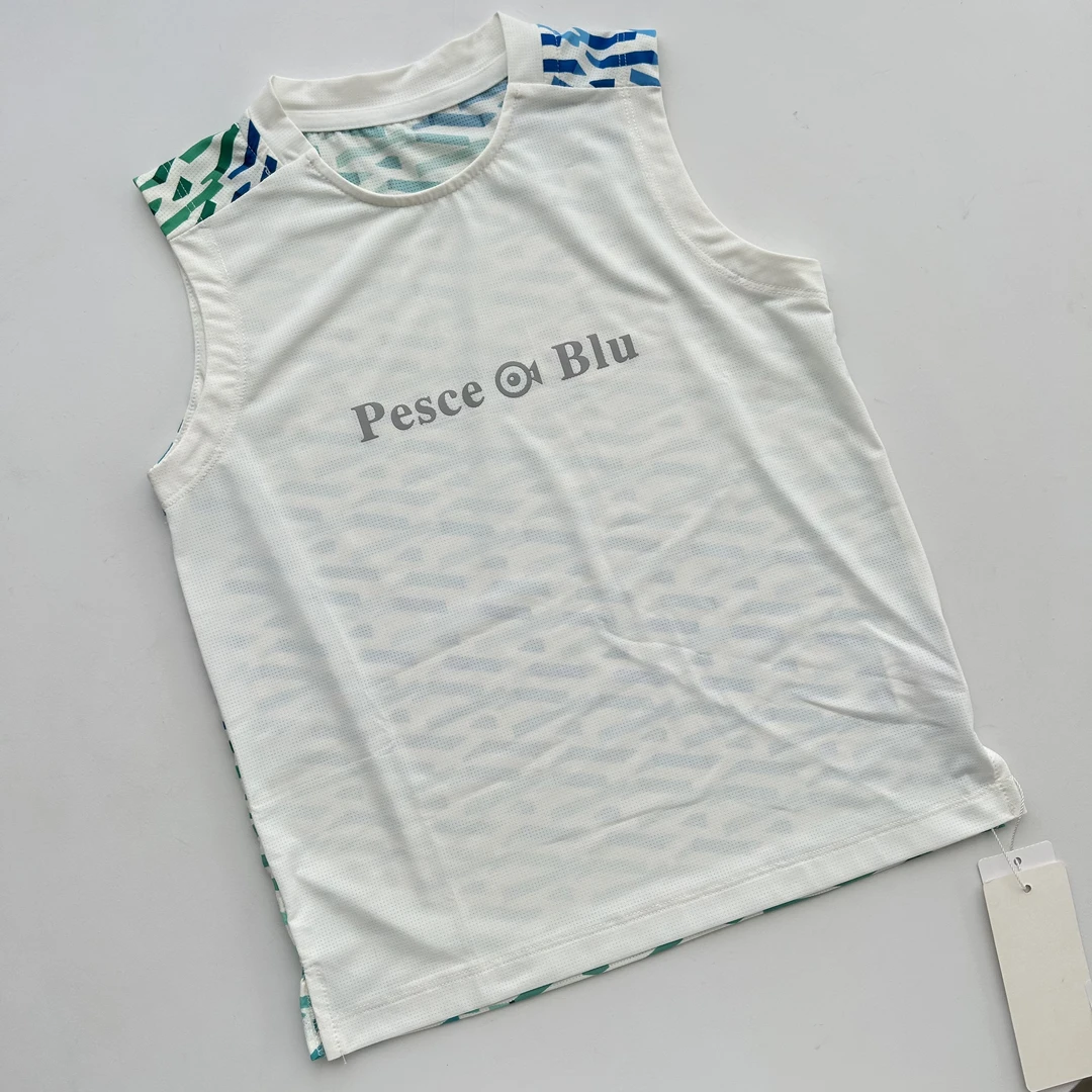 儿童夏季网眼印花字母中大童速干无袖背心 25062