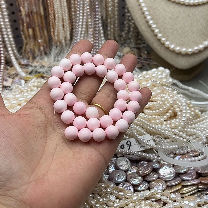 未镶嵌玛瑙/玉髓珠宝半成品一条10mm粉贝贝