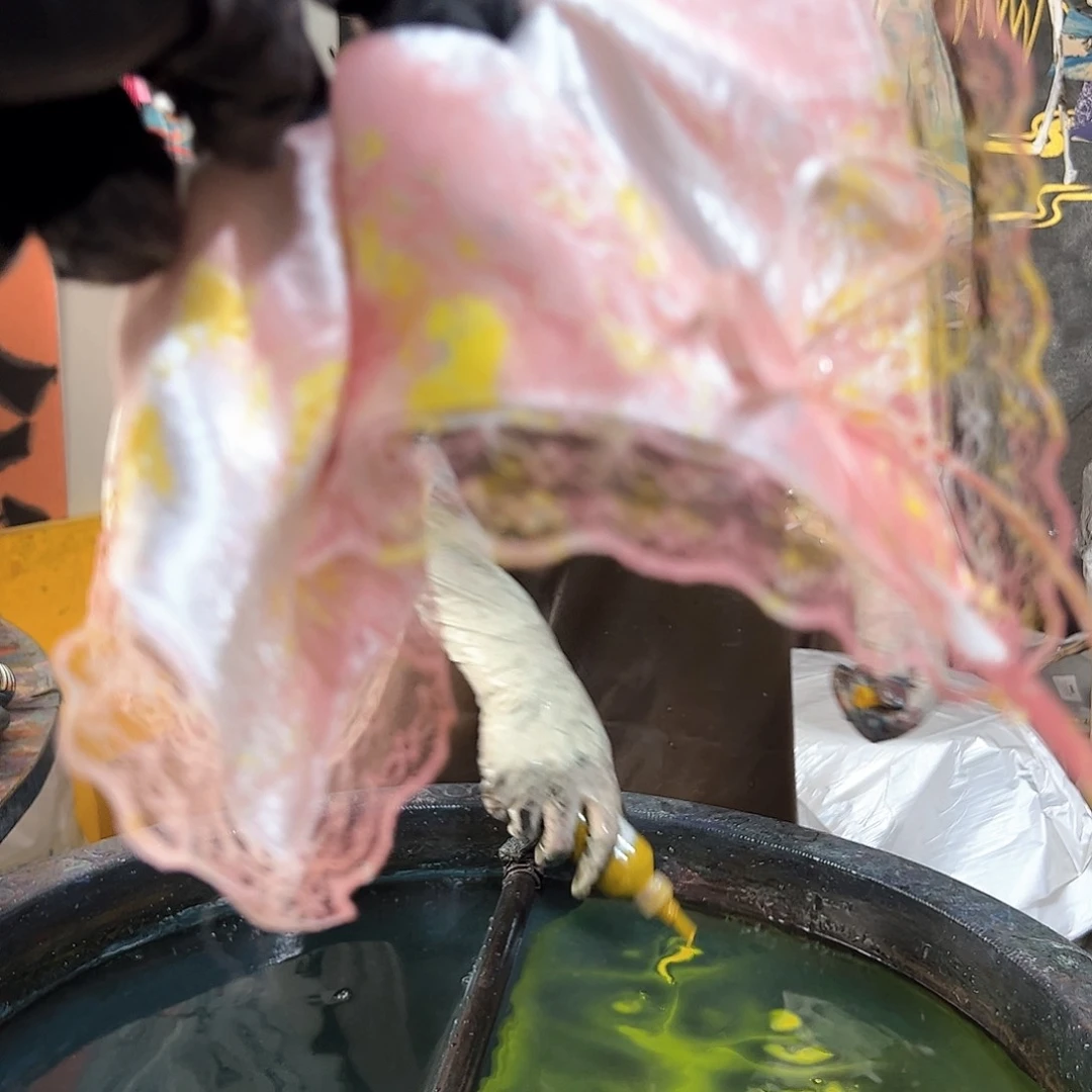 613蕾丝方巾发圈粉金