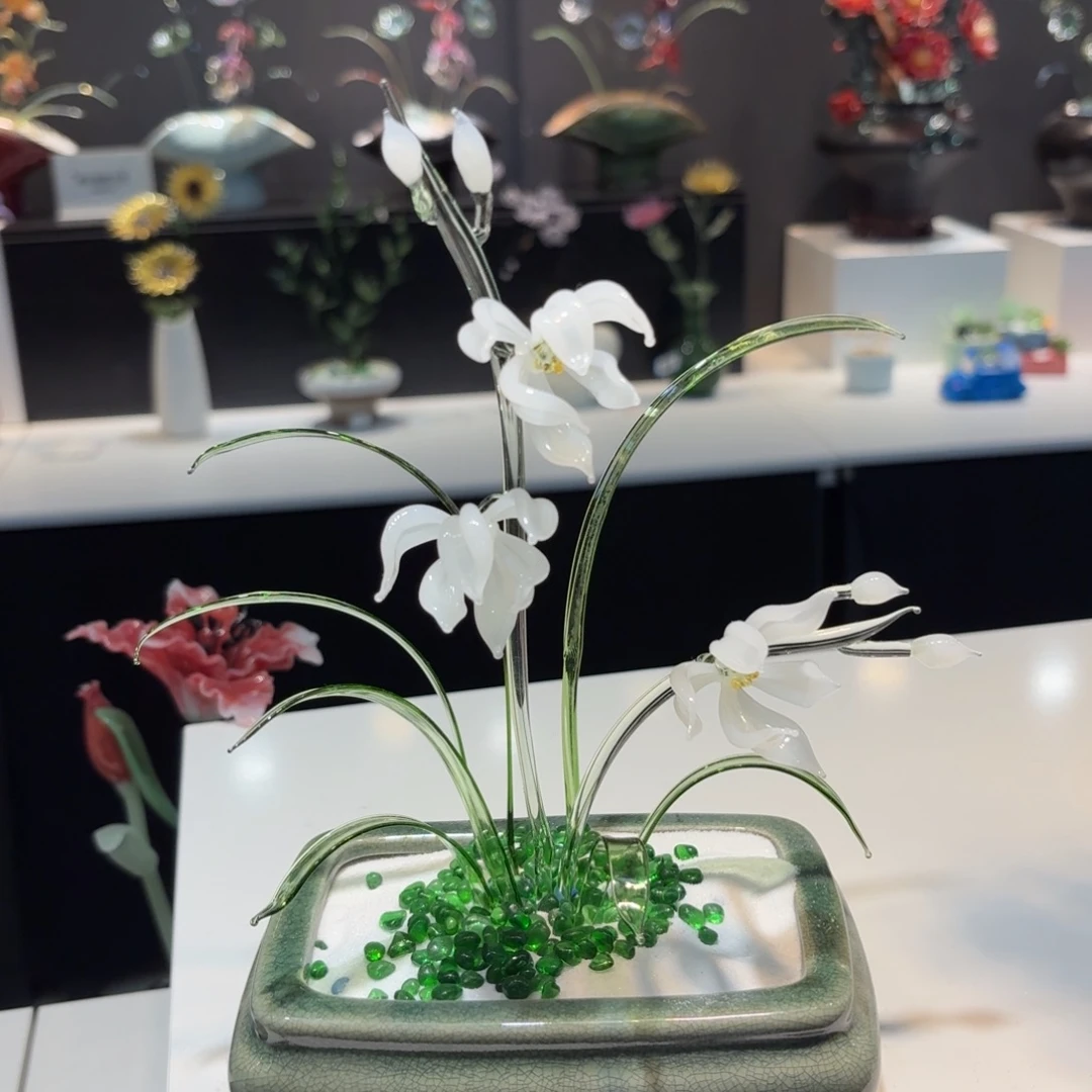 手工艺品琉璃福利款兰花白色012