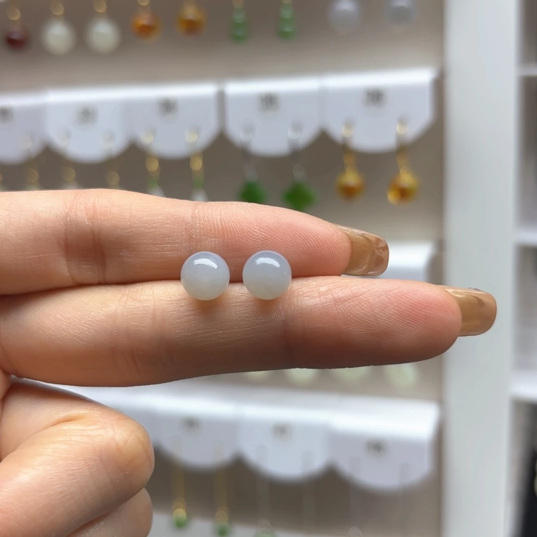 和田玉银S925镶嵌耳饰2