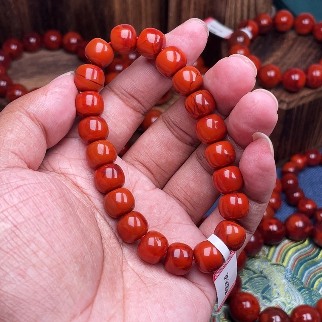 弹****南红玛瑙未镶嵌手链南红瓦西卡11老型手串