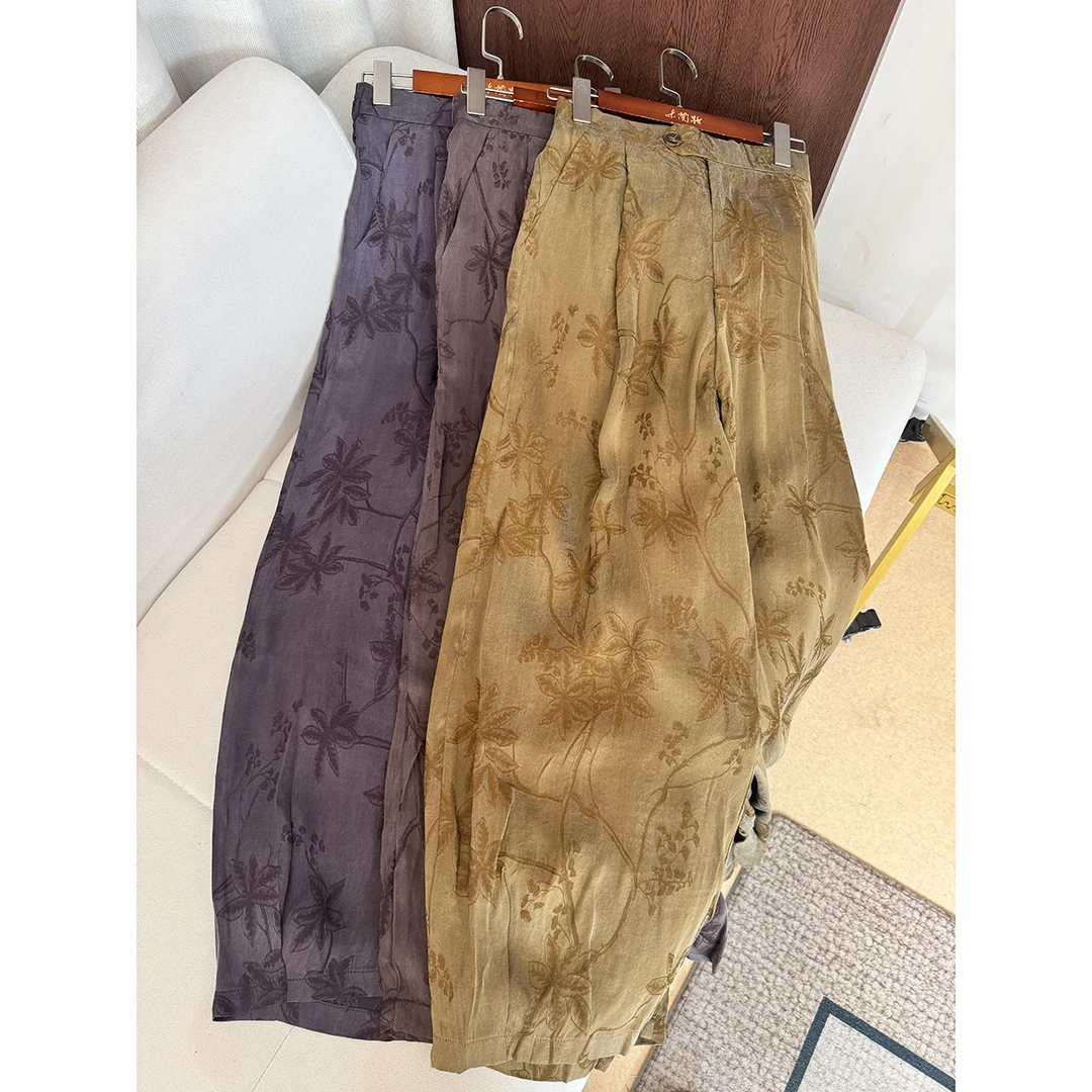 【挂霜软糯有型】新中式提花松紧腰花苞裤中国风休闲百搭复古显瘦