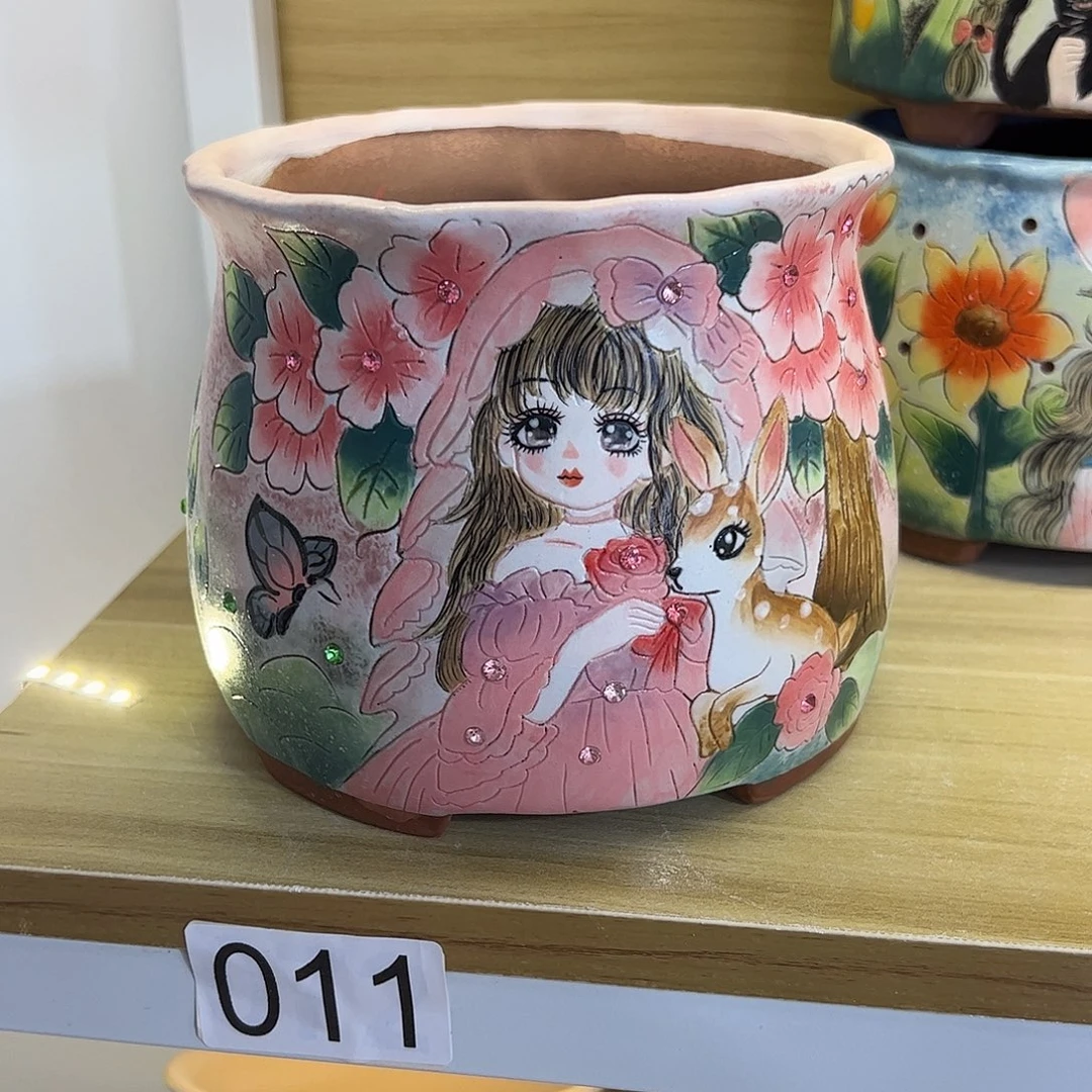 景德镇炫彩手绘口13高12.5