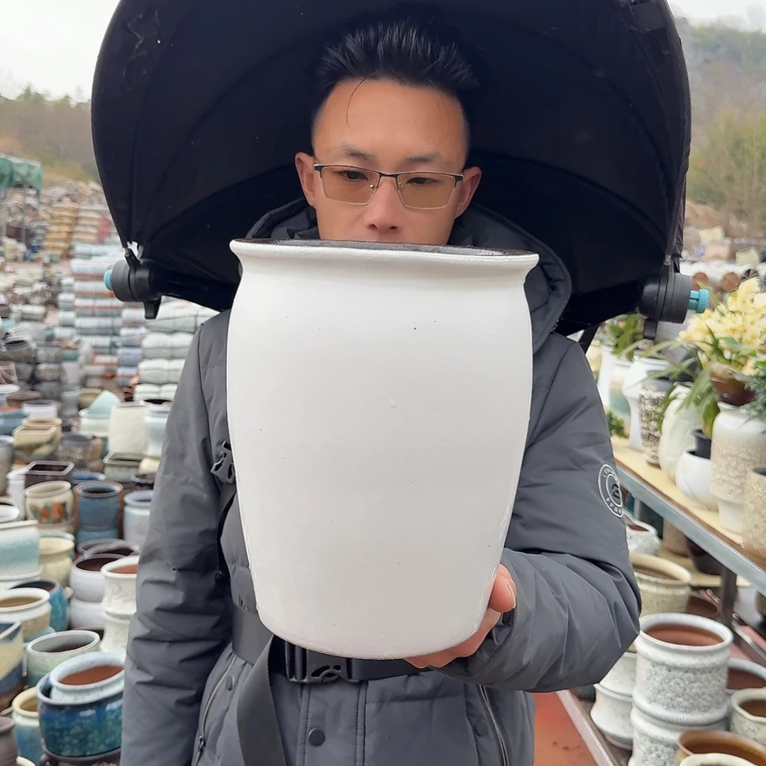 紫砂花盆口20高25.5（一个白色老庄武新款