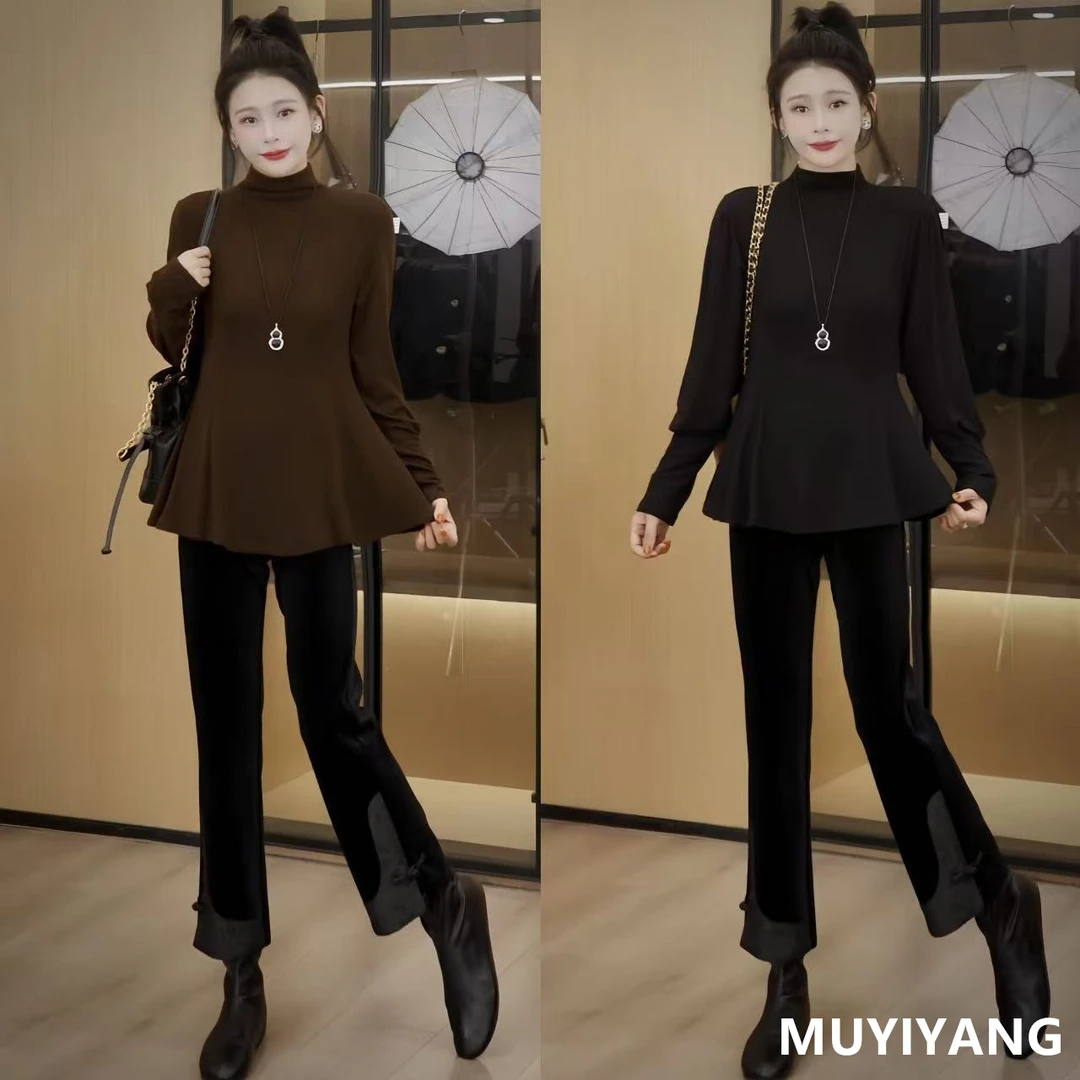 【砚辞】小众高级感半高领收腰高定版打底衫 衣长70 25-569#