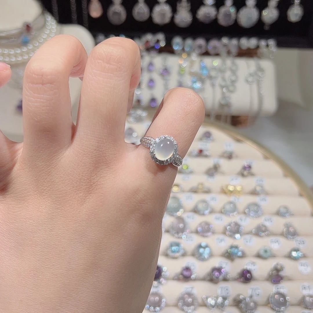 蛇纹石玉银S925镶嵌戒指