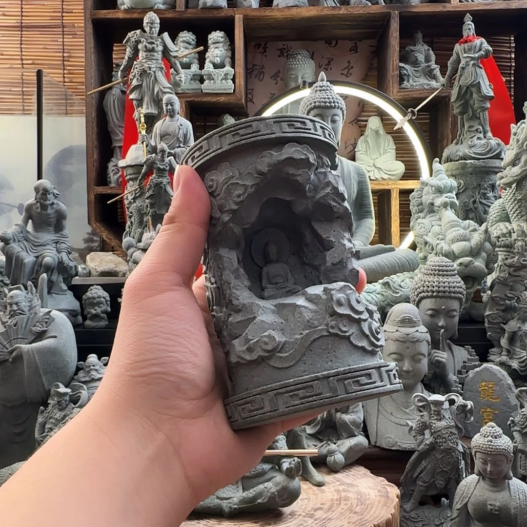 石材祥云佛窟柱x1