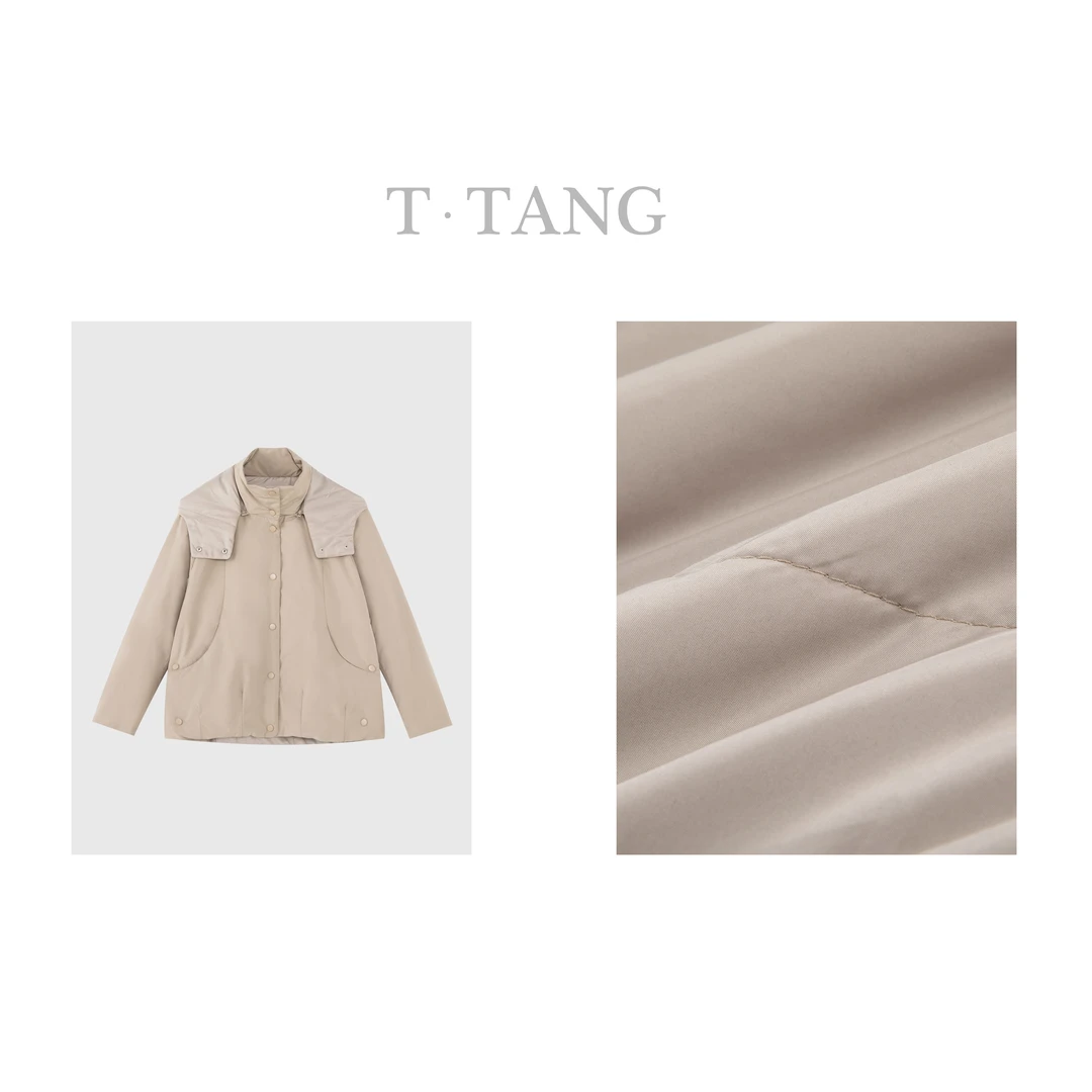 FL冬季保暖加厚时尚户外修身显瘦百搭女士连帽单排扣棉服【5095】