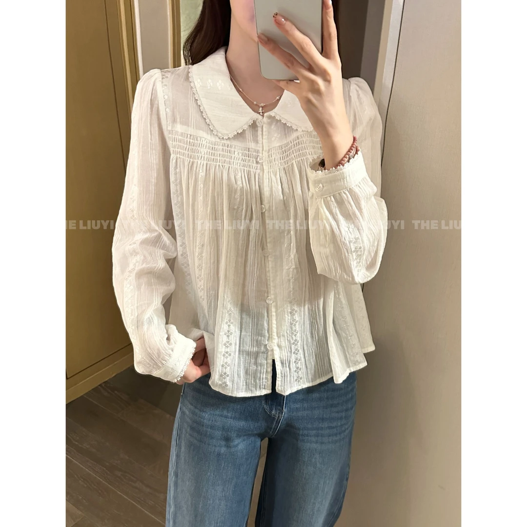 【LIUYI】设计款高级刺绣娃娃领小衫580210