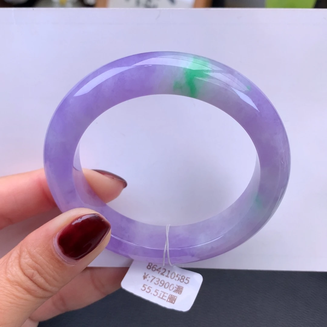 翡翠手镯未镶嵌糯冰妖紫飘翠手镯