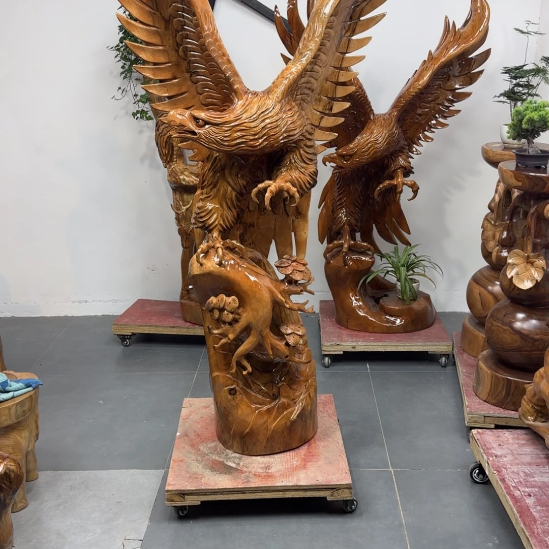 木香樟木老鹰落地摆件包邮