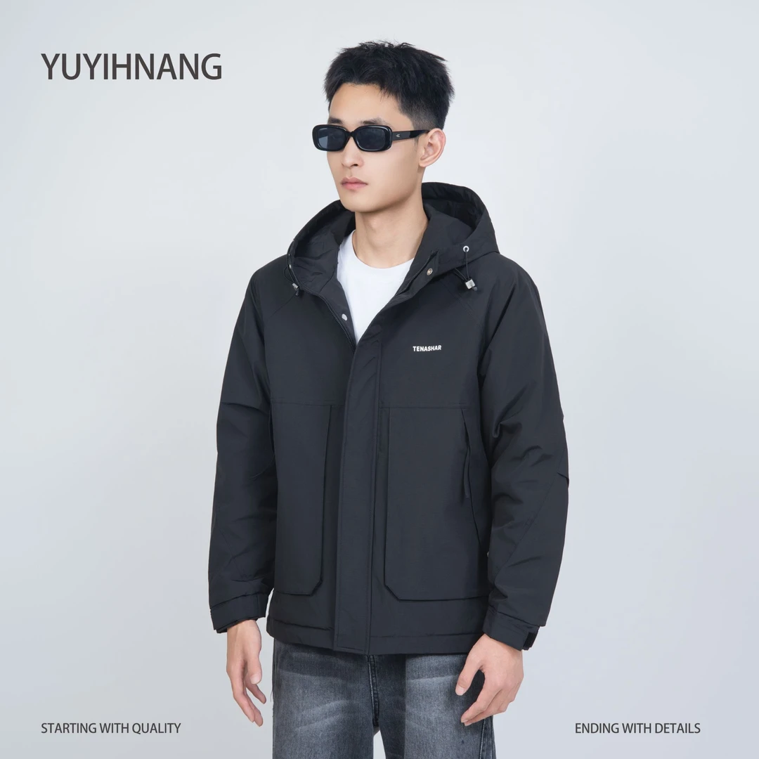 【加棉加厚】秋冬新款二棉三防面料轻薄保暖男士连帽休闲夹克外套