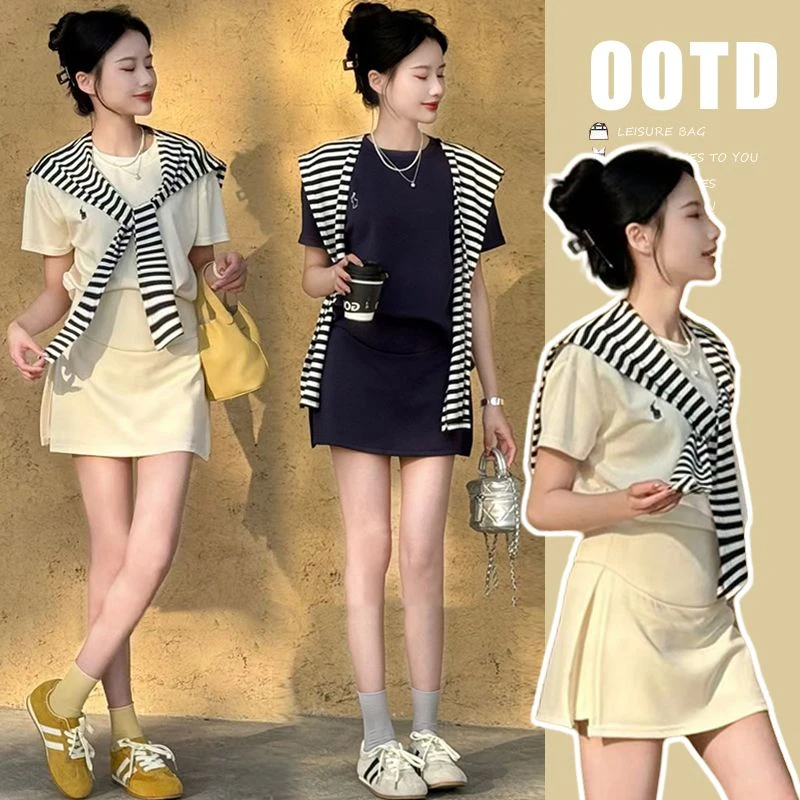 孕妇套装夏季薄款凉感孕妇上衣裤裙套装新款韩版宽松孕妇装两件套