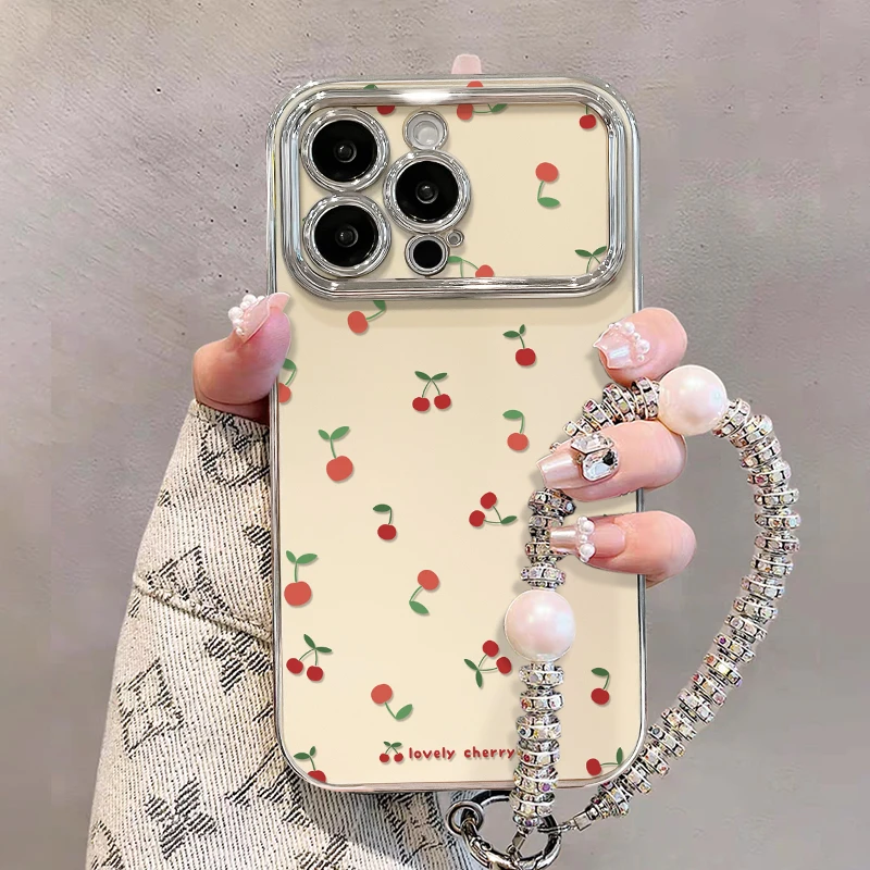 满屏樱桃适用苹果15华为vivo/oppo小米iPhone16pro电镀视窗手机壳