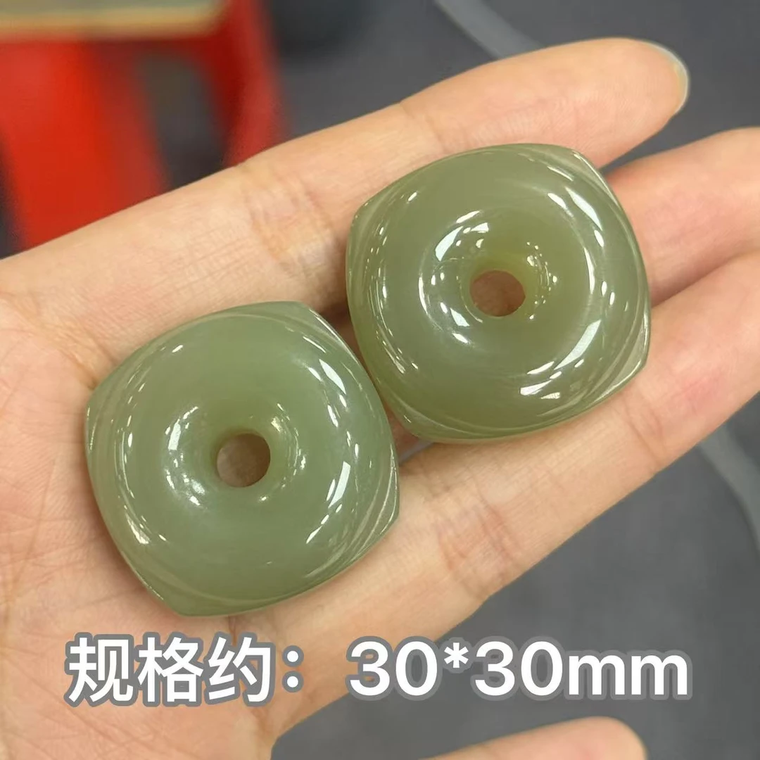 【倔老头精品】和田玉平安扣吊坠尺寸约30mm （配绳）多样性发一