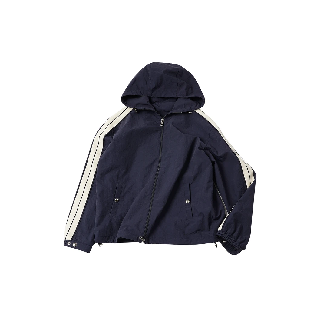 【连帽休闲条纹外套】SPWT57311秋季新款百搭防风休闲户外外套