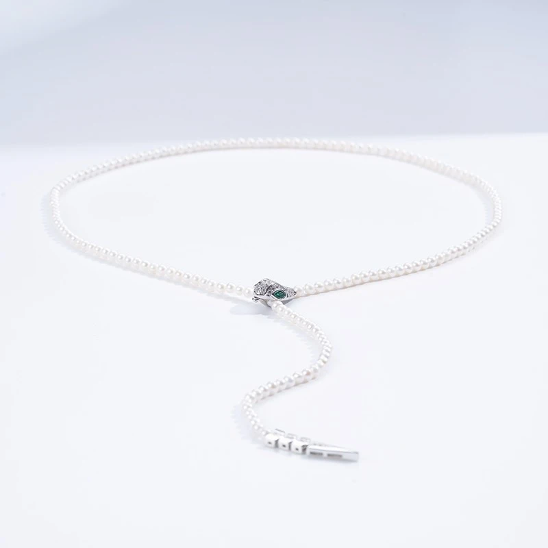 【爱迪生珍珠】时尚款白色珍珠毛衣链3-4mmGM