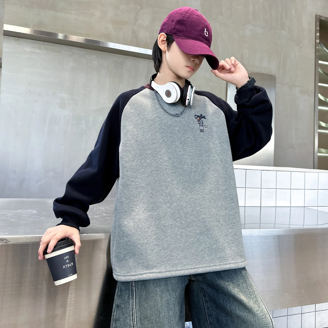 童装儿童秋冬款加绒卫衣中大童儿童2025新款秋冬装百搭内搭衣服潮