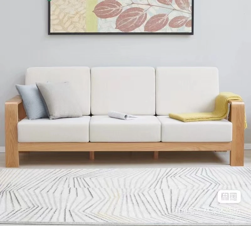 实木沙发三人位沙发椅北欧（不包括沙发坐垫）