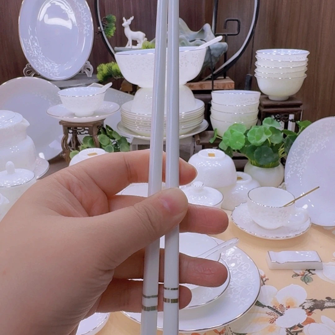 瓷白色陶瓷筷子十双