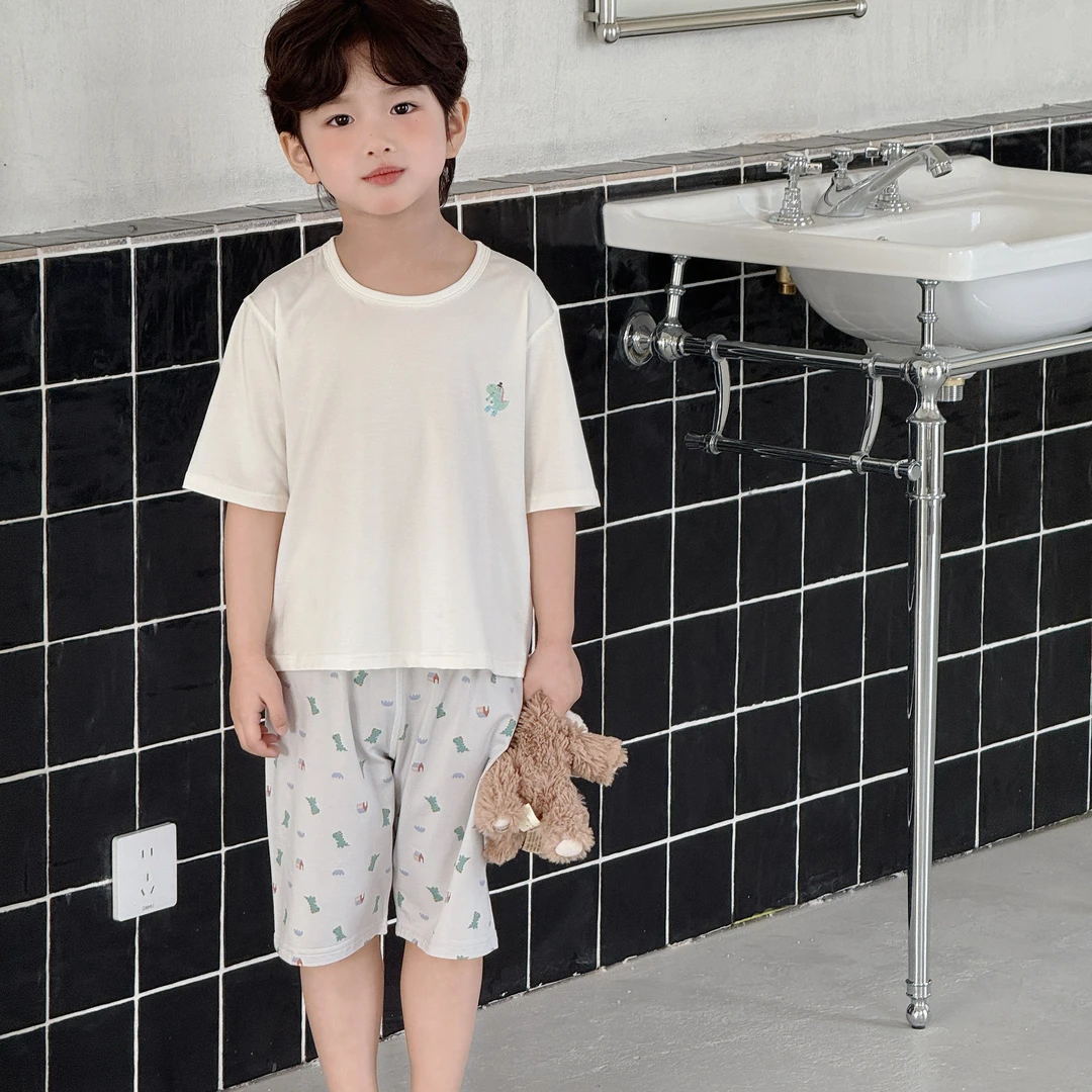 儿童夏季卡通印花家七分袖居服套装16042